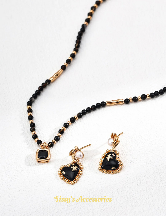 Black Onyx Necklace and Earrings