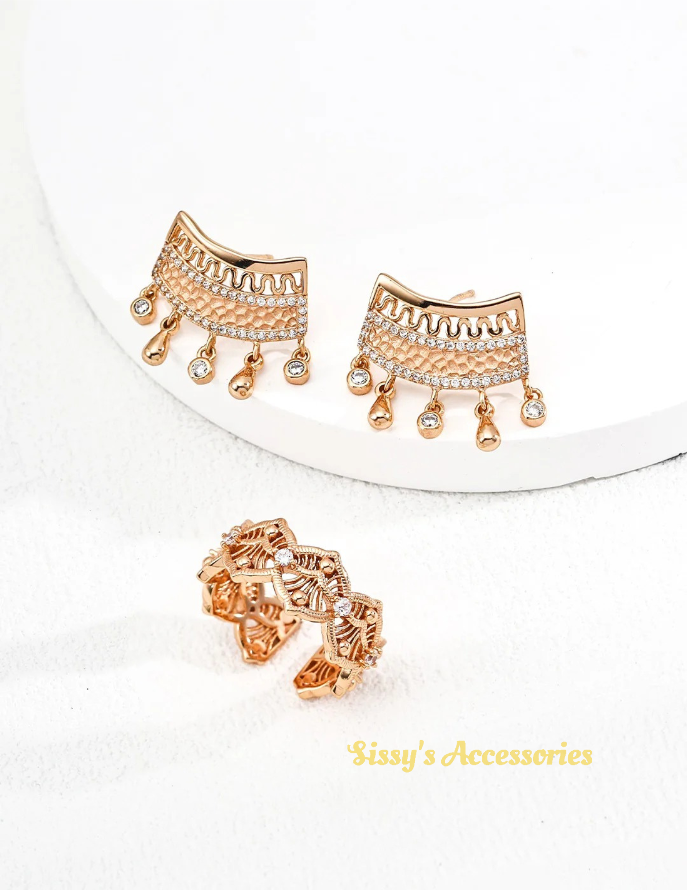 Zircon Ring and Earrings