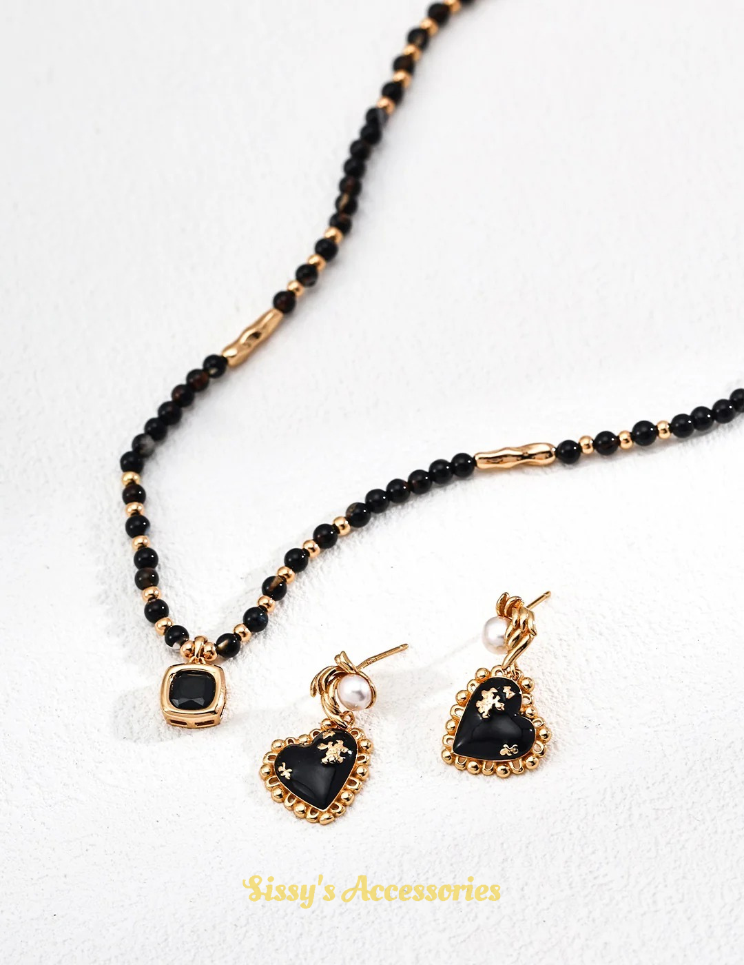 Black Onyx Necklace and Earrings