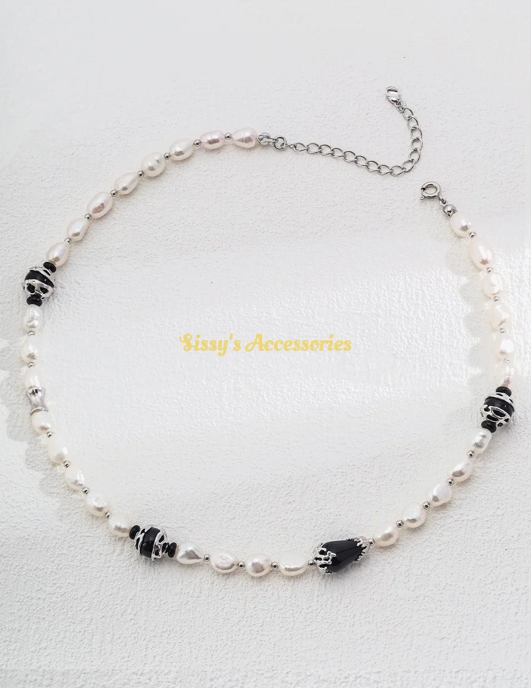 Pearl Black Onyx Necklace and Bracelet