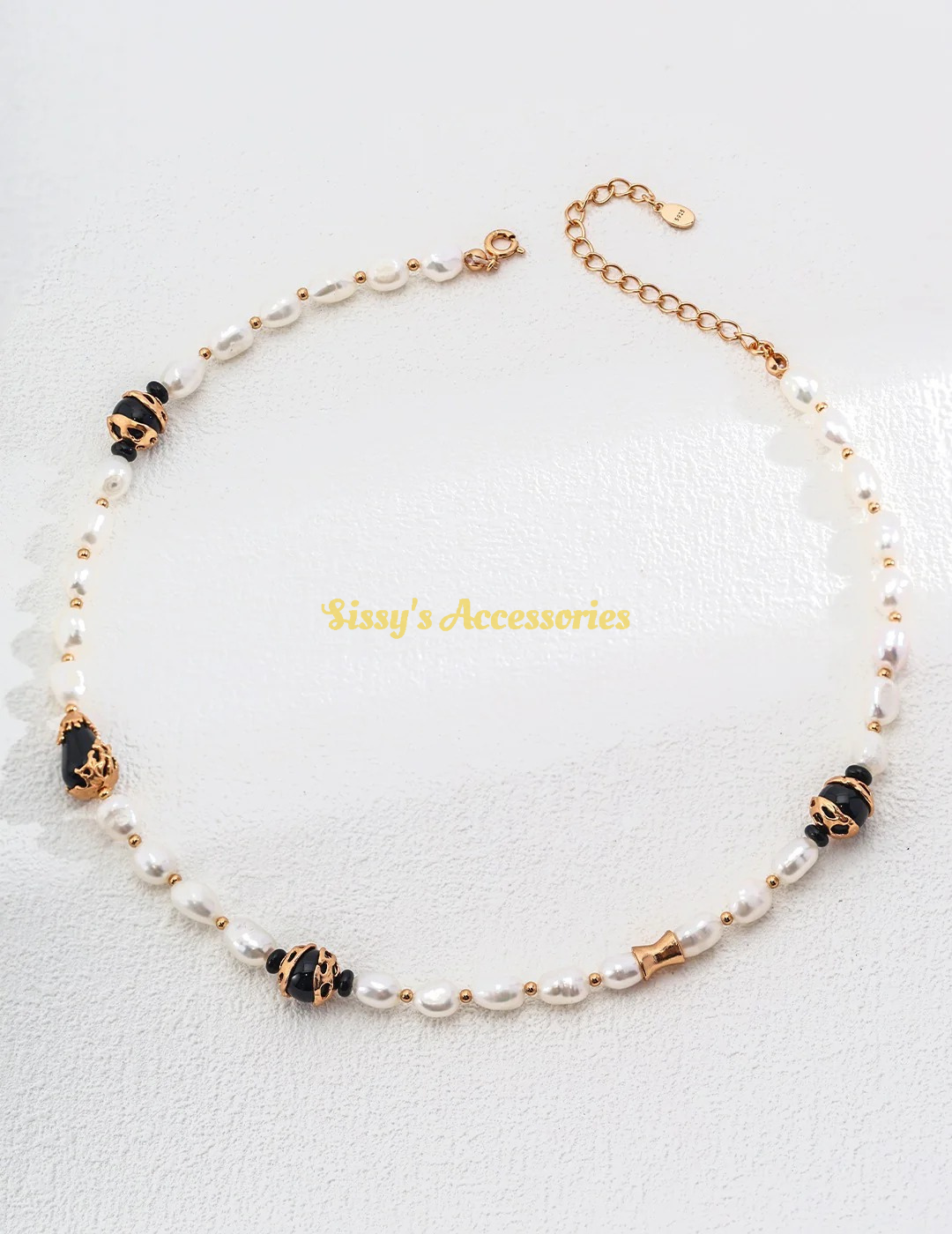 Pearl Black Onyx Necklace and Bracelet