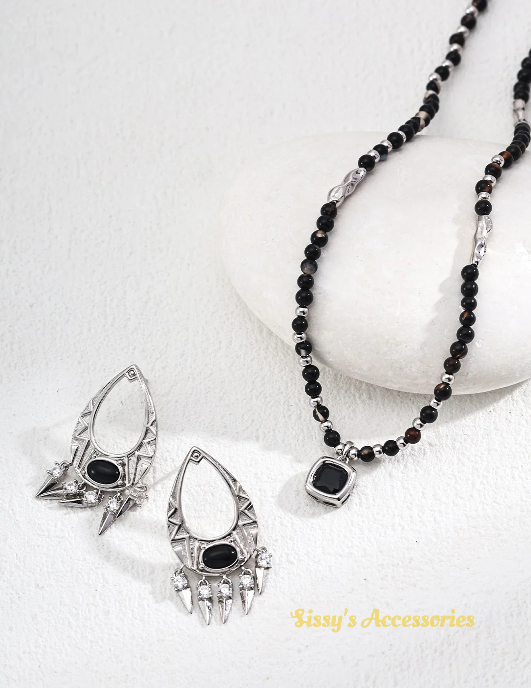 Black Onyx Necklace and Earrings