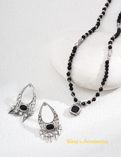 Black Onyx Necklace and Earrings