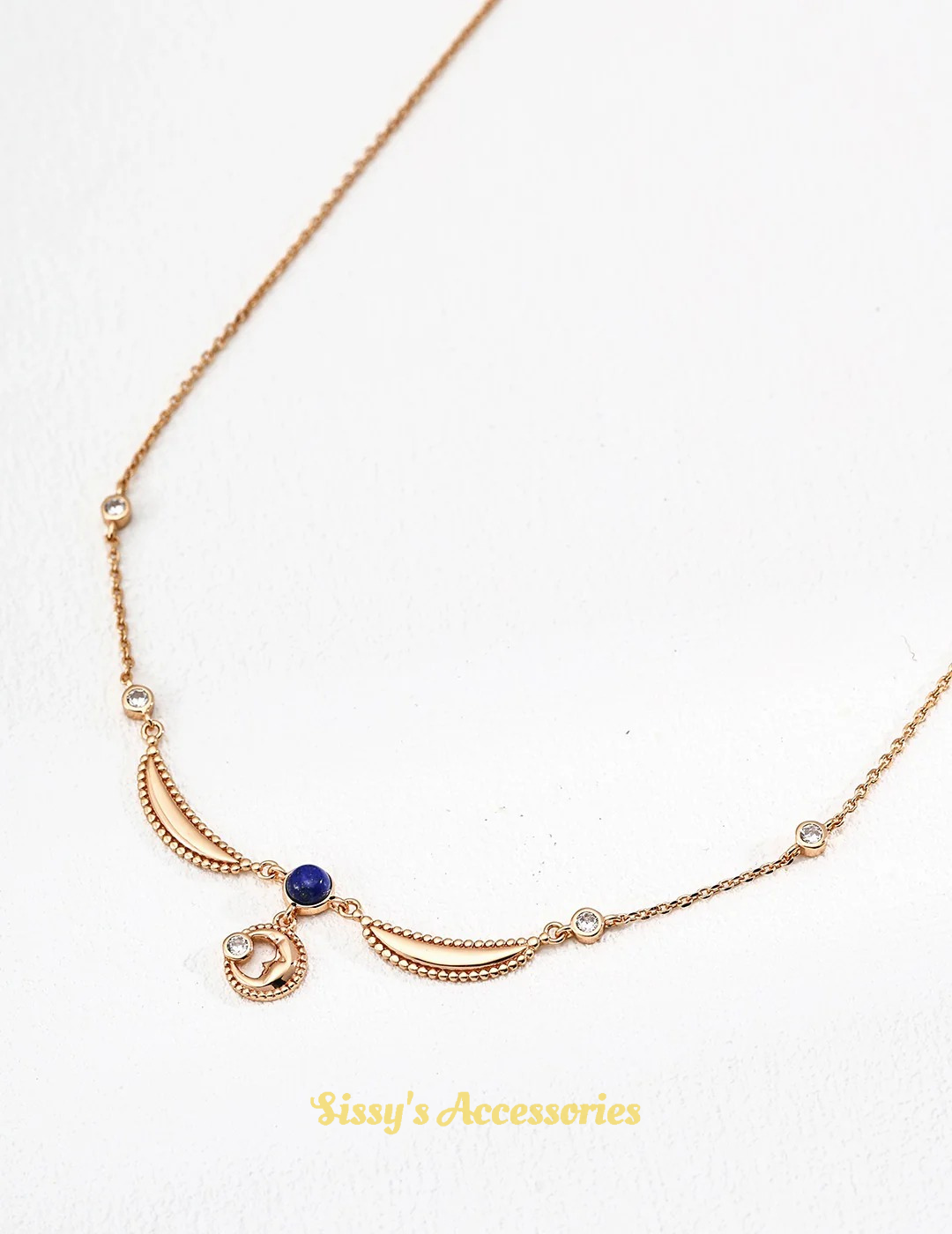 Lapis Lazuli Zircon Necklace, Ring and Earrings